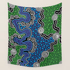 Authentic Aboriginal Art - The River (green) Wall Tapestry Gallery Image 4