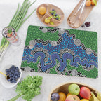 Authentic Aboriginal Art - The River (green) Cutting Board Gallery Image 2