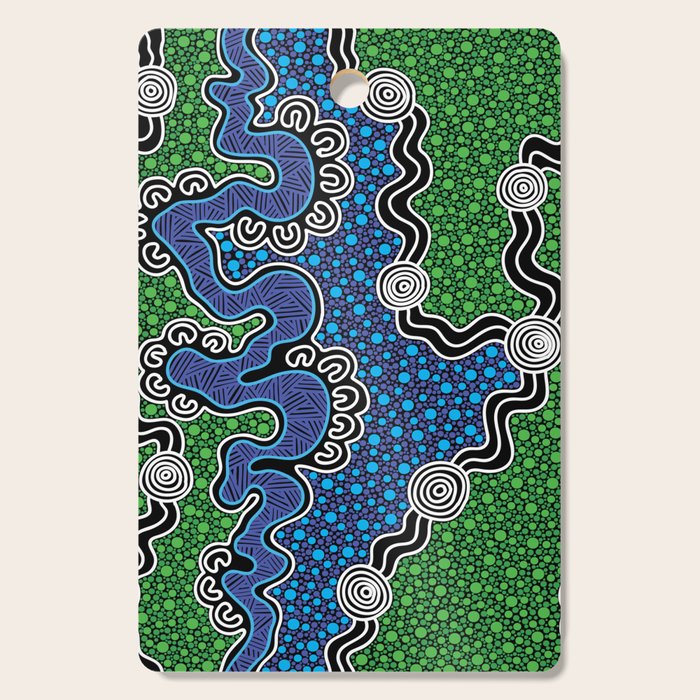 Authentic Aboriginal Art - The River (green) Cutting Board Gallery Image 1