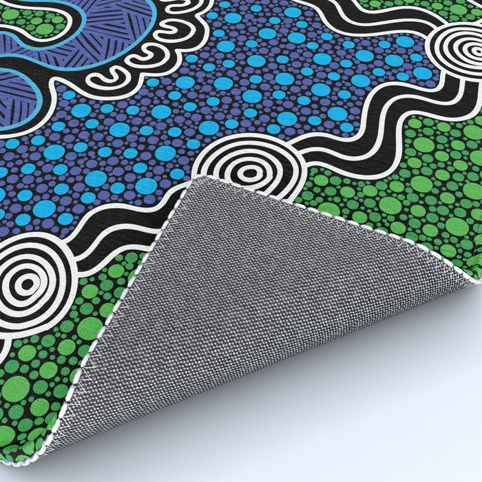 Authentic Aboriginal Art - The River (green) Rug Gallery Image 4