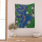 Authentic Aboriginal Art - The River (green) Wall Tapestry Gallery Image 2