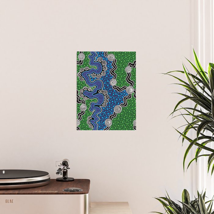 Authentic Aboriginal Art - The River (green) Poster Gallery Image 2
