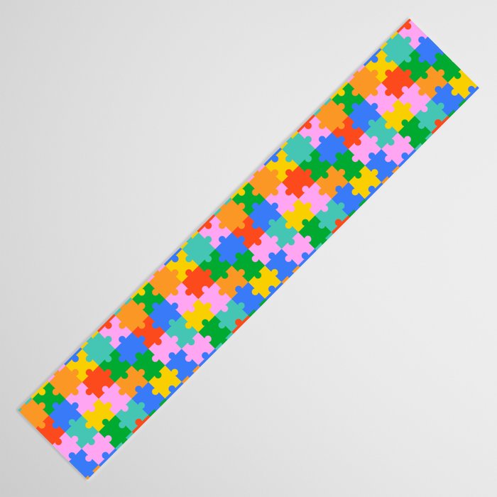 Fun colorful puzzle piece shape pattern Table Runner Gallery Image 3