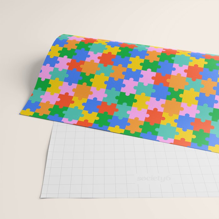 Fun colorful puzzle piece shape pattern Wrapping Paper Gallery Image 2