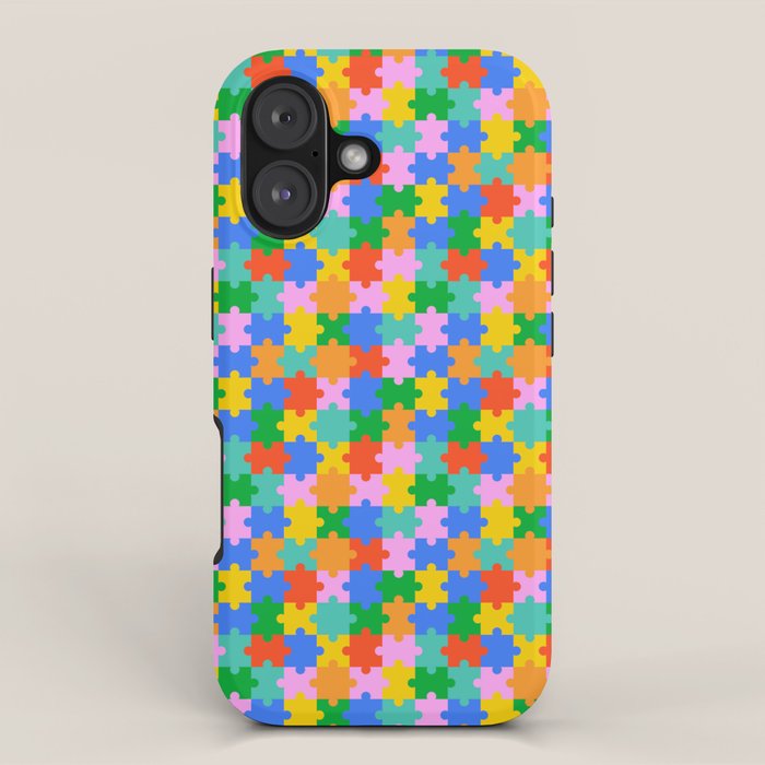 Fun colorful puzzle piece shape pattern iPhone Case Gallery Image 1