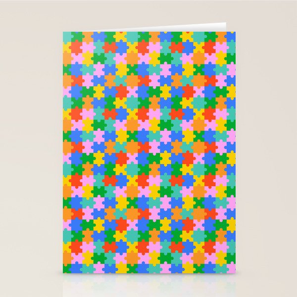 Fun colorful puzzle piece shape pattern Stationery Card Gallery Image 1
