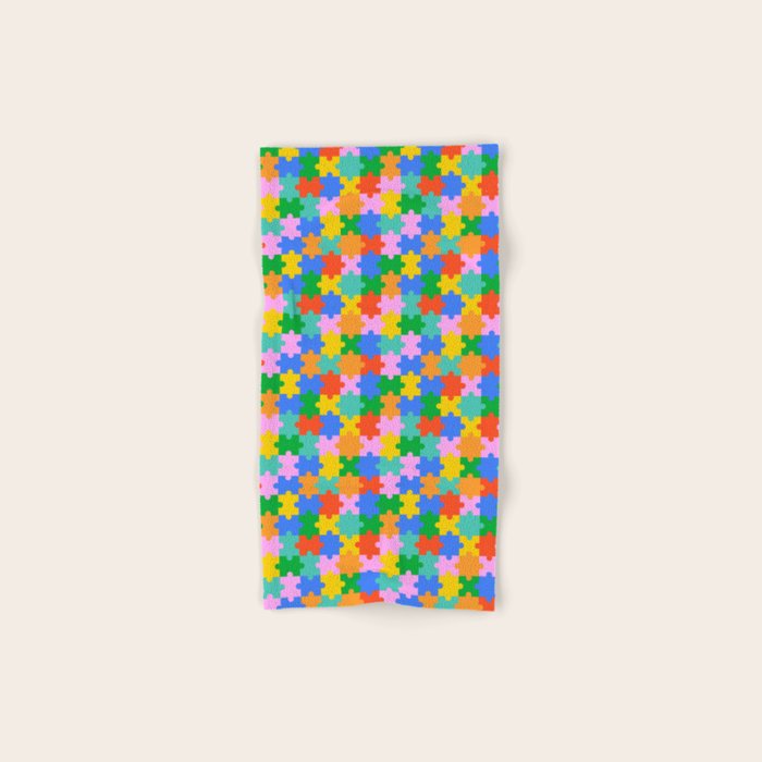 Fun colorful puzzle piece shape pattern Bath Towel Gallery Image 1