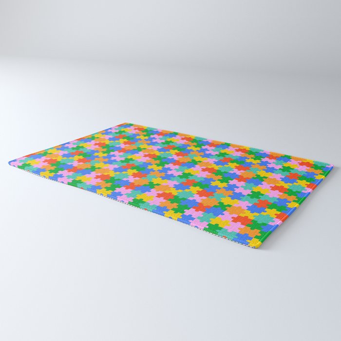 Fun colorful puzzle piece shape pattern Rug Gallery Image 3