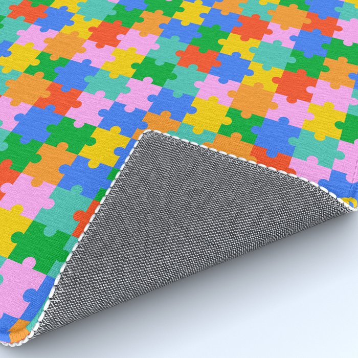 Fun colorful puzzle piece shape pattern Rug Gallery Image 4