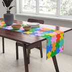 Fun colorful puzzle piece shape pattern Table Runner Gallery Image 2