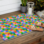 Fun colorful puzzle piece shape pattern Outdoor Rug Gallery Image 2