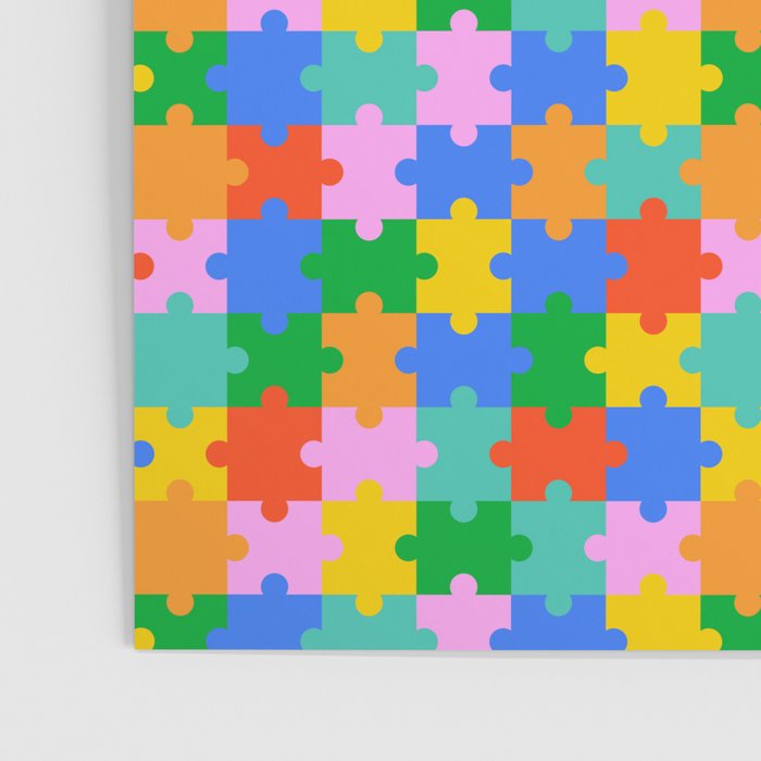 Fun colorful puzzle piece shape pattern Poster Gallery Image 3