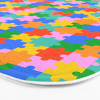 Fun colorful puzzle piece shape pattern Bath Mat Gallery Image 3