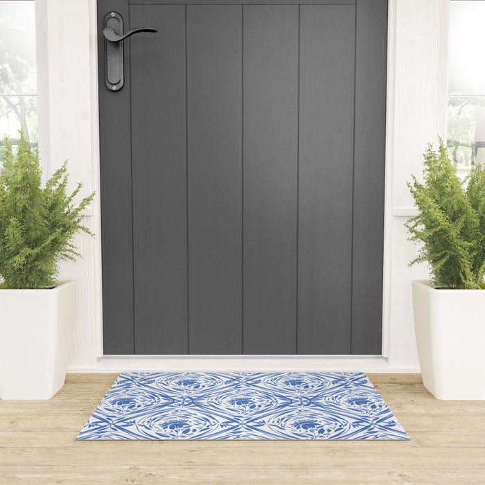 Floral pleasure pattern BW Welcome Mat Gallery Image 3