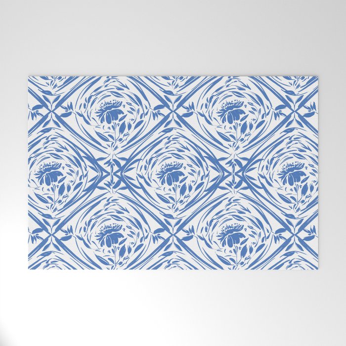 Floral pleasure pattern BW Welcome Mat Gallery Image 1