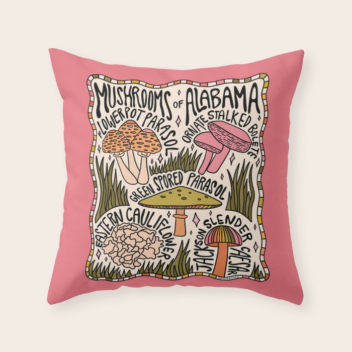 Mushrooms of Alabama Throw Pillow Gallery Image 6