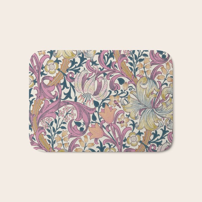 William Morris Golden Lily Enchanting Lilac Peach Bath Mat Gallery Image 1