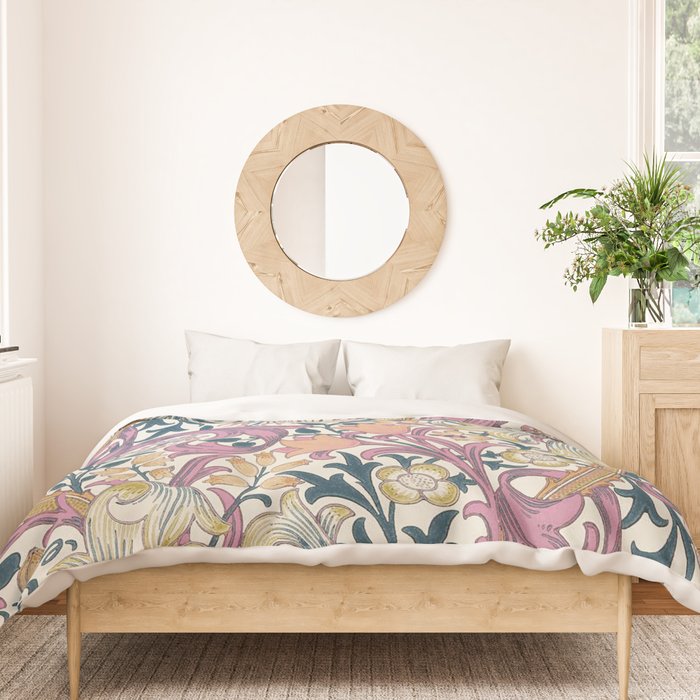 William Morris Golden Lily Enchanting Lilac Peach Duvet Cover Gallery Image 3