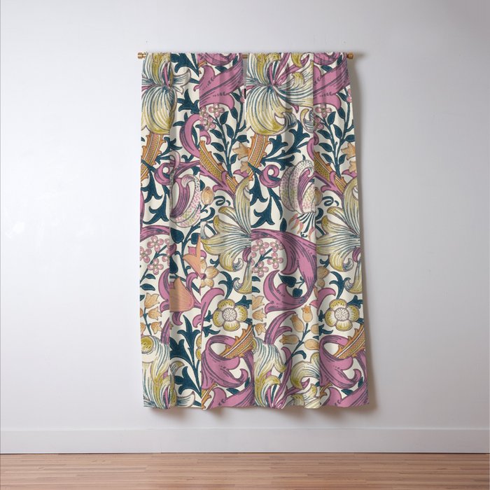 William Morris Golden Lily Enchanting Lilac Peach Window Curtain Gallery Image 3