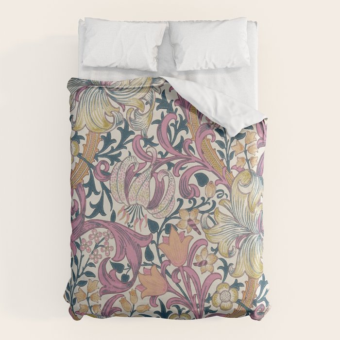 William Morris Golden Lily Enchanting Lilac Peach Duvet Cover Gallery Image 6