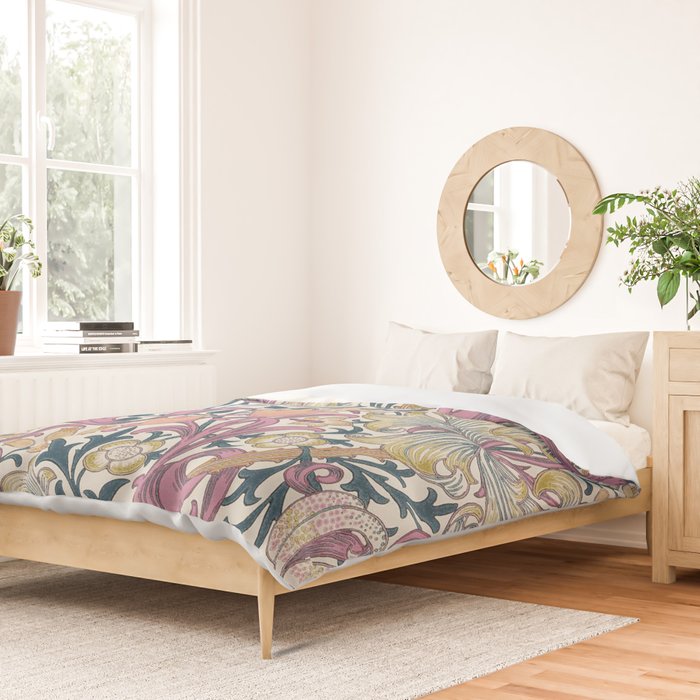 William Morris Golden Lily Enchanting Lilac Peach Duvet Cover Gallery Image 2