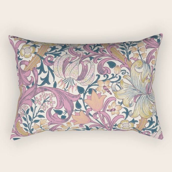 William Morris Golden Lily Enchanting Lilac Peach Rectangular Pillow Gallery Image 2