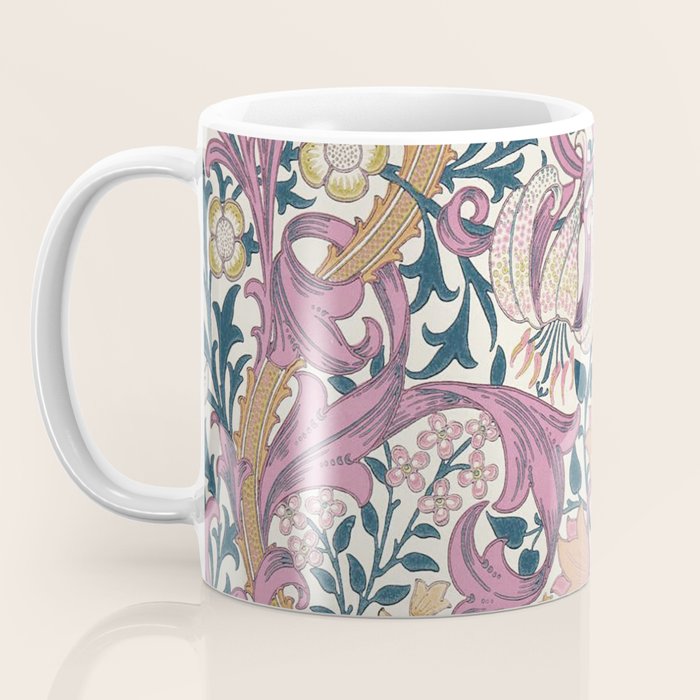 William Morris Golden Lily Enchanting Lilac Peach Coffee Mug Gallery Image 3