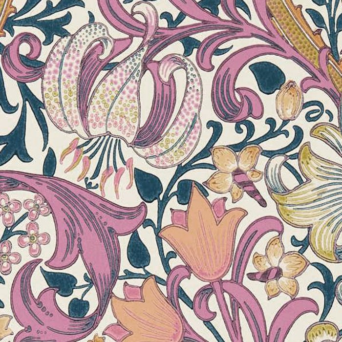William Morris Golden Lily Enchanting Lilac Peach Coffee Mug Gallery Image 2