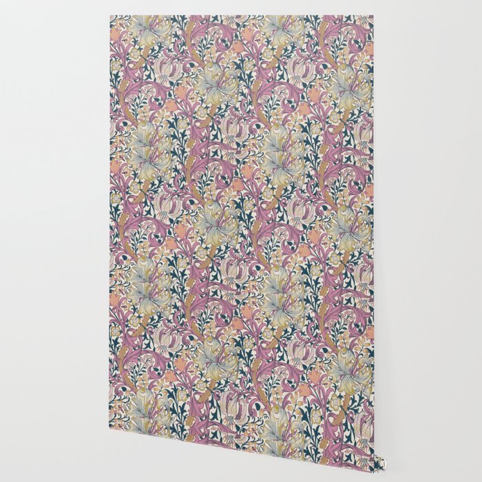 William Morris Golden Lily Enchanting Lilac Peach Wallpaper Gallery Image 2