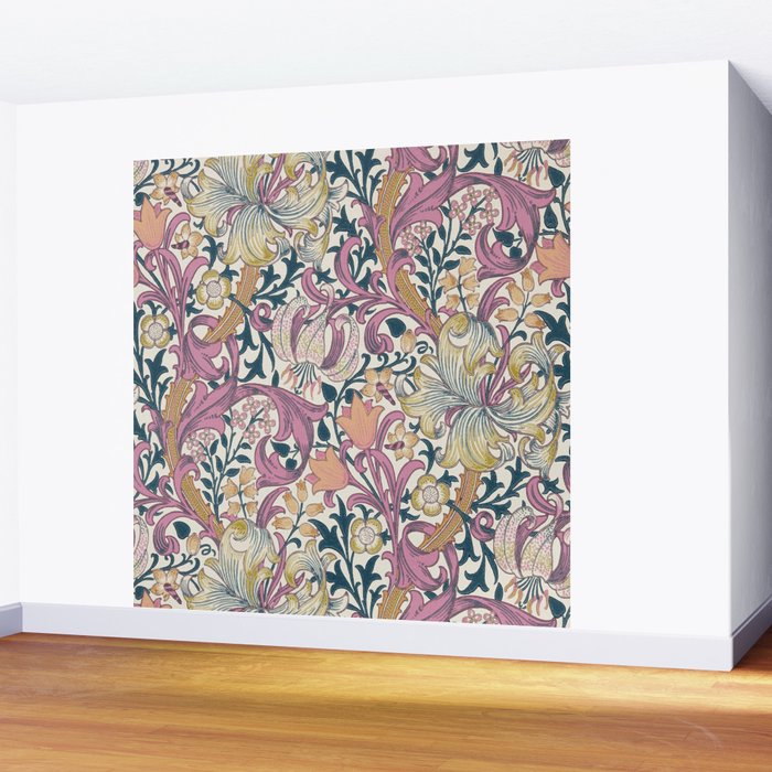 William Morris Golden Lily Enchanting Lilac Peach Wall Mural Gallery Image 2