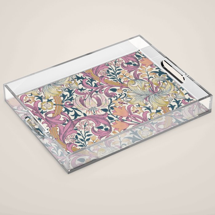 William Morris Golden Lily Enchanting Lilac Peach Acrylic Tray Gallery Image 1