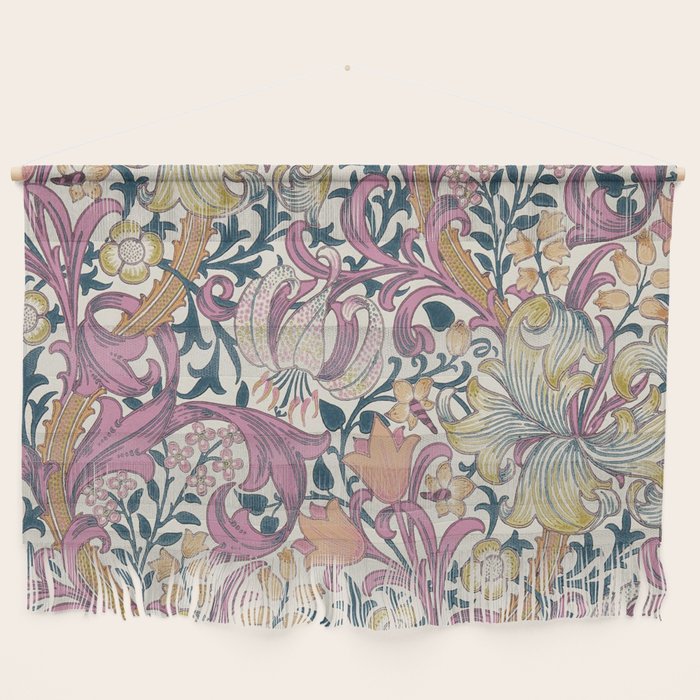 William Morris Golden Lily Enchanting Lilac Peach Wall Hanging Gallery Image 1