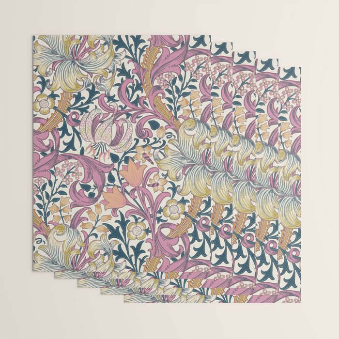 William Morris Golden Lily Enchanting Lilac Peach Wrapping Paper Gallery Image 3