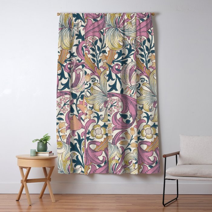 William Morris Golden Lily Enchanting Lilac Peach Window Curtain Gallery Image 5