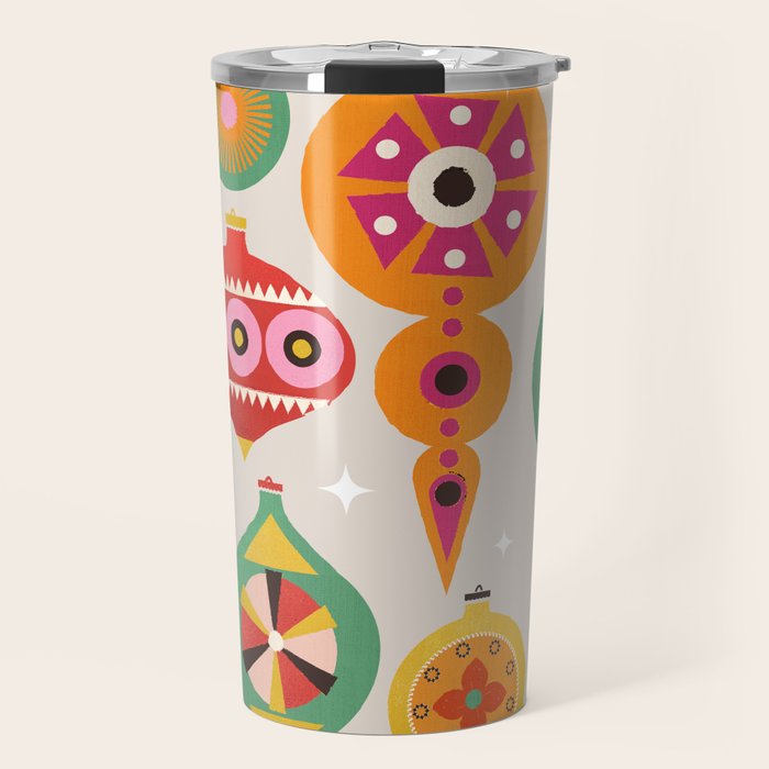 Christmas Tree Retro Ornaments Travel Mug Gallery Image 1