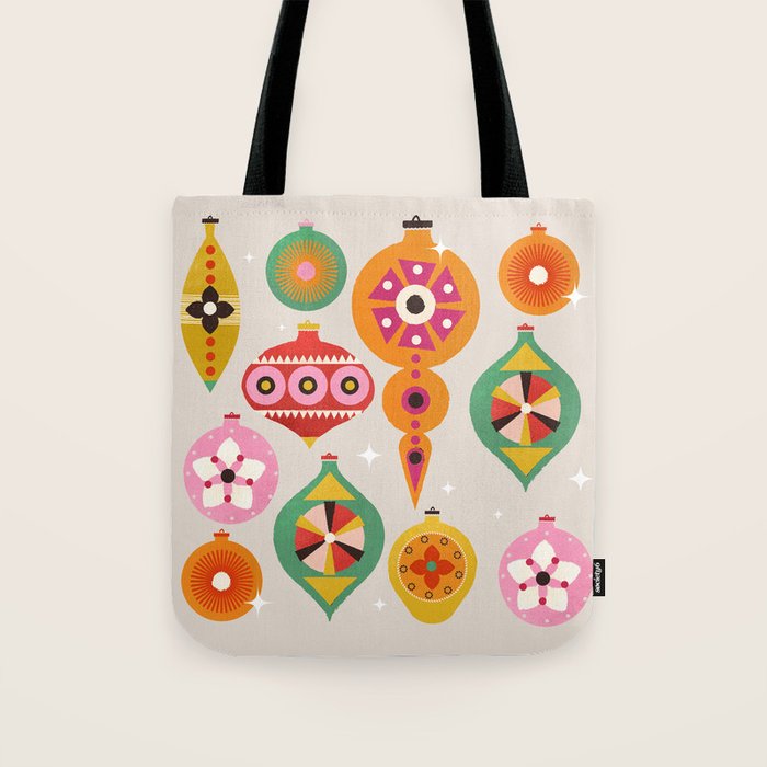 Christmas Tree Retro Ornaments Tote Bag Gallery Image 1