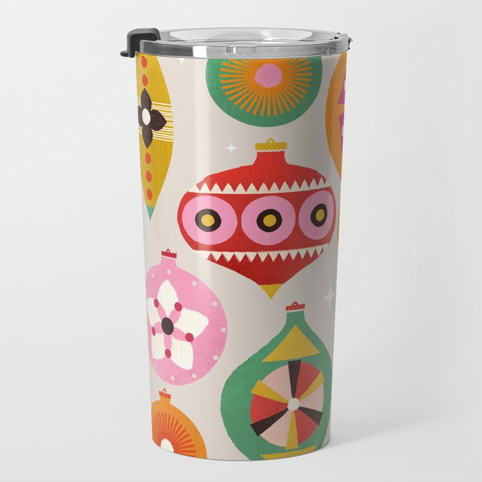 Christmas Tree Retro Ornaments Travel Mug Gallery Image 3