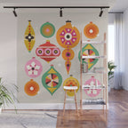 Christmas Tree Retro Ornaments Wall Mural Gallery Image 1