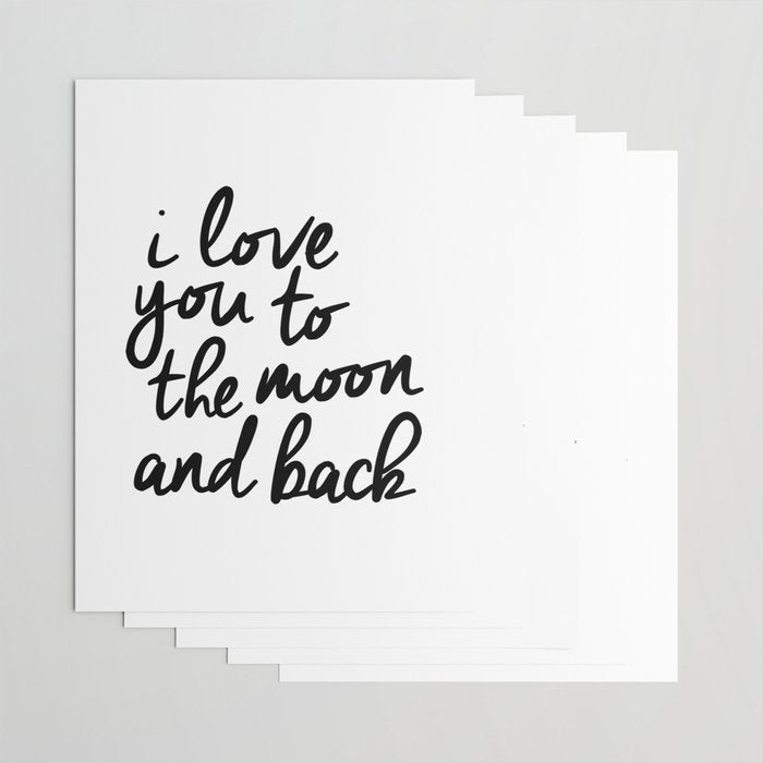 I Love You to the Moon and Back black-white kids room typography poster home wall decor canvas Wrapping Paper Gallery Image 3