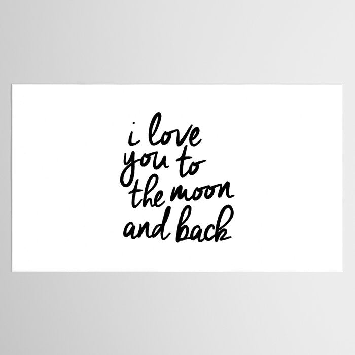 I Love You to the Moon and Back black-white kids room typography poster home wall decor canvas Tablecloth Gallery Image 2