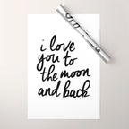 I Love You to the Moon and Back black-white kids room typography poster home wall decor canvas Wrapping Paper Gallery Image 1
