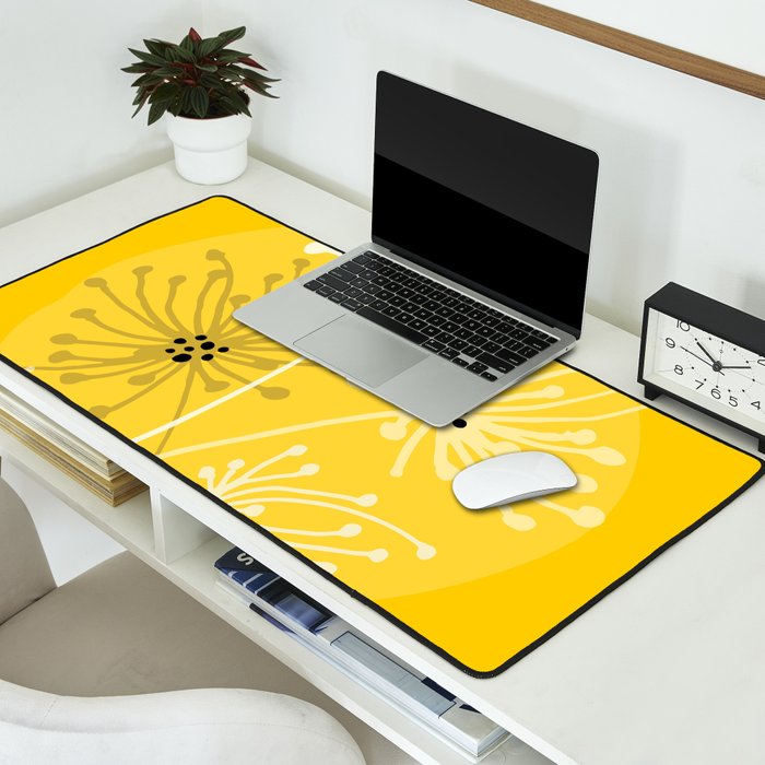 Yellow Queen Anne's Lace Illustration Desk Mat Gallery Image 2