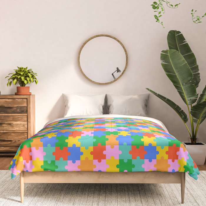 Fun colorful puzzle piece shape pattern Comforter Gallery Image 3