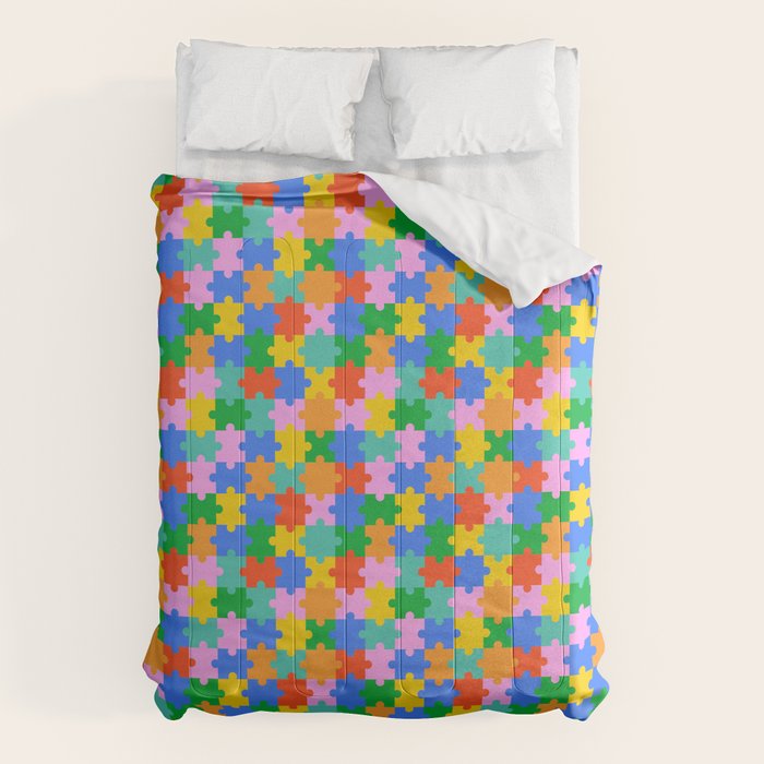 Fun colorful puzzle piece shape pattern Comforter Gallery Image 6