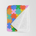 Fun colorful puzzle piece shape pattern Throw Blanket Gallery Image 3