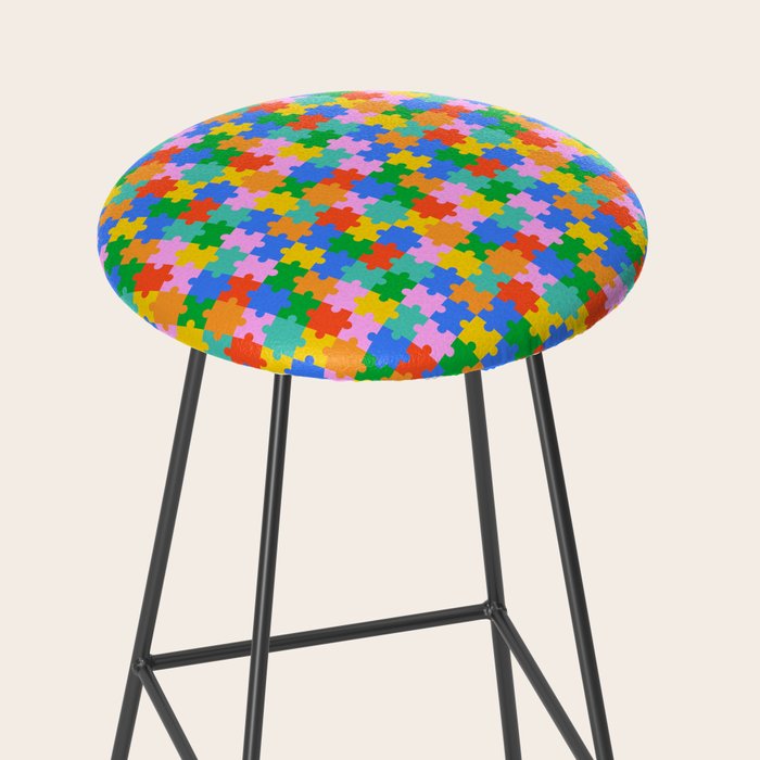 Fun colorful puzzle piece shape pattern Stool Gallery Image 2