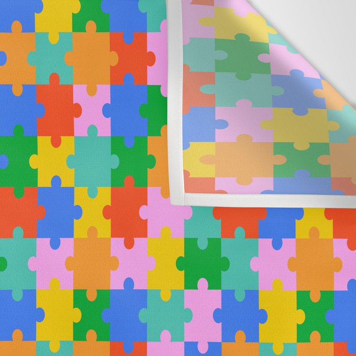 Fun colorful puzzle piece shape pattern Wall Tapestry Gallery Image 3