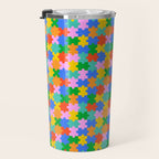 Fun colorful puzzle piece shape pattern Travel Mug Gallery Image 3