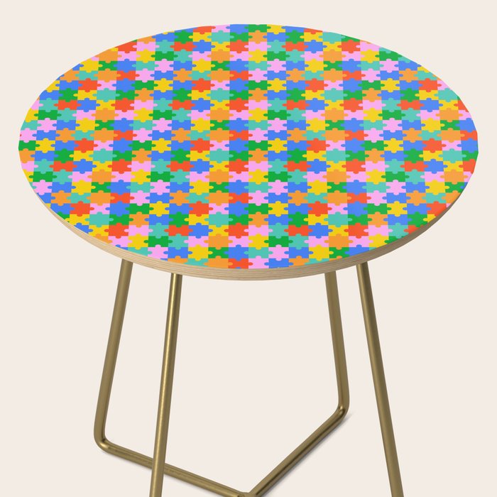 Fun colorful puzzle piece shape pattern Side Table Gallery Image 2