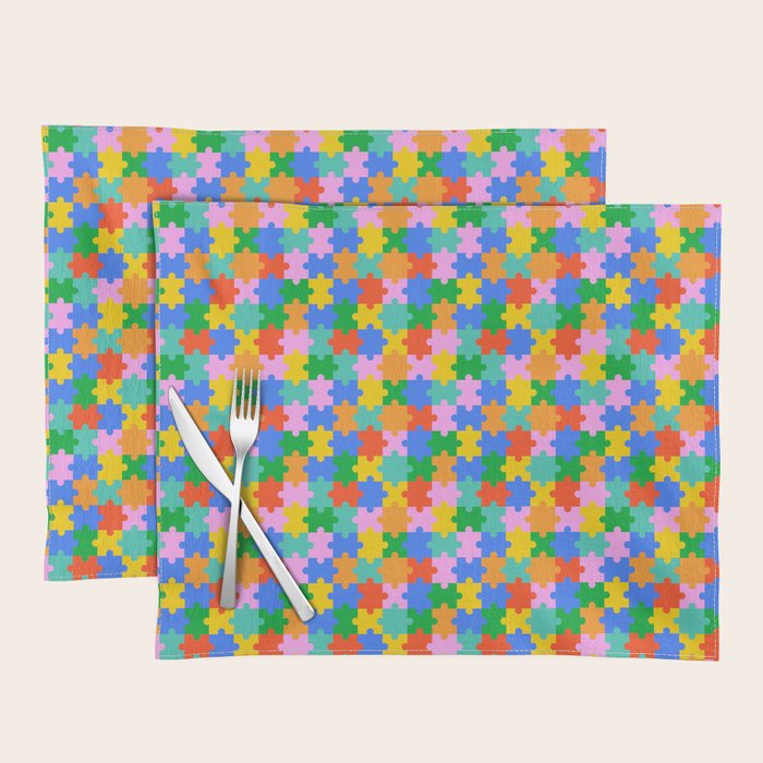 Fun colorful puzzle piece shape pattern Placemat Gallery Image 1